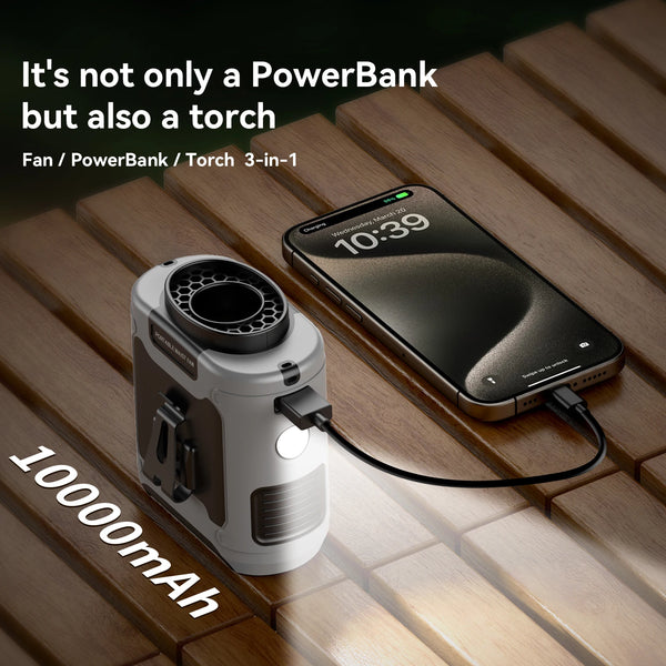 Portable Waist Fan with Power Bank Light