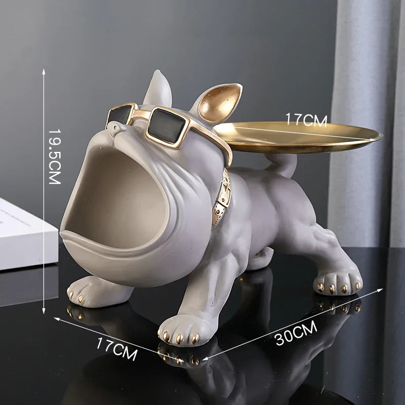 Bulldog Resin Sculpture Home Storage Box Décor