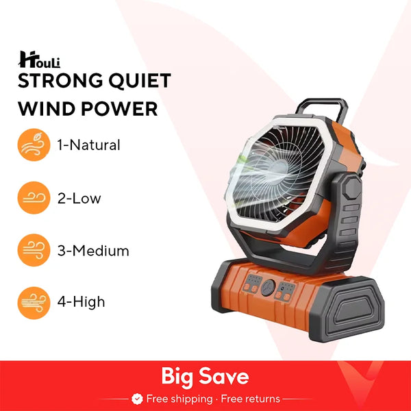 High Capacity Wireless Outdoor Camping Fan
