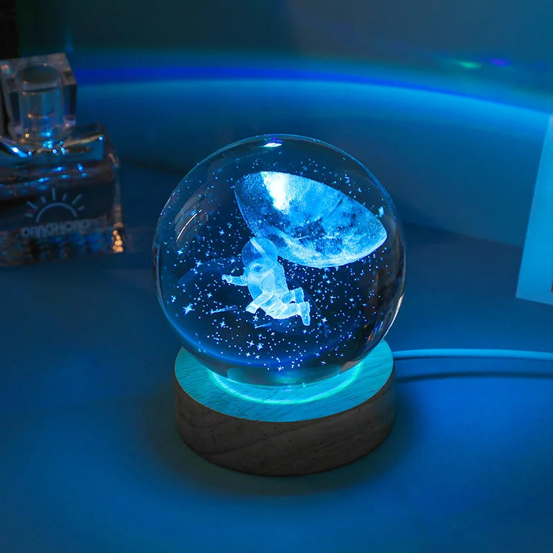 Glowing Planet 3D Crystal Bedside Night Lamp