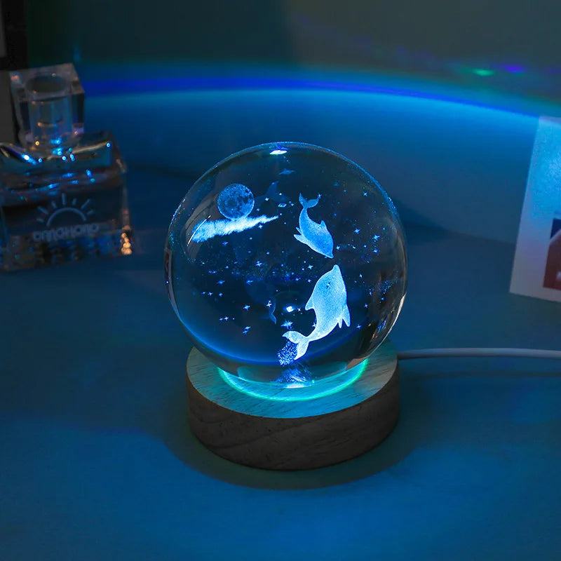 Glowing Planet 3D Crystal Bedside Night Lamp