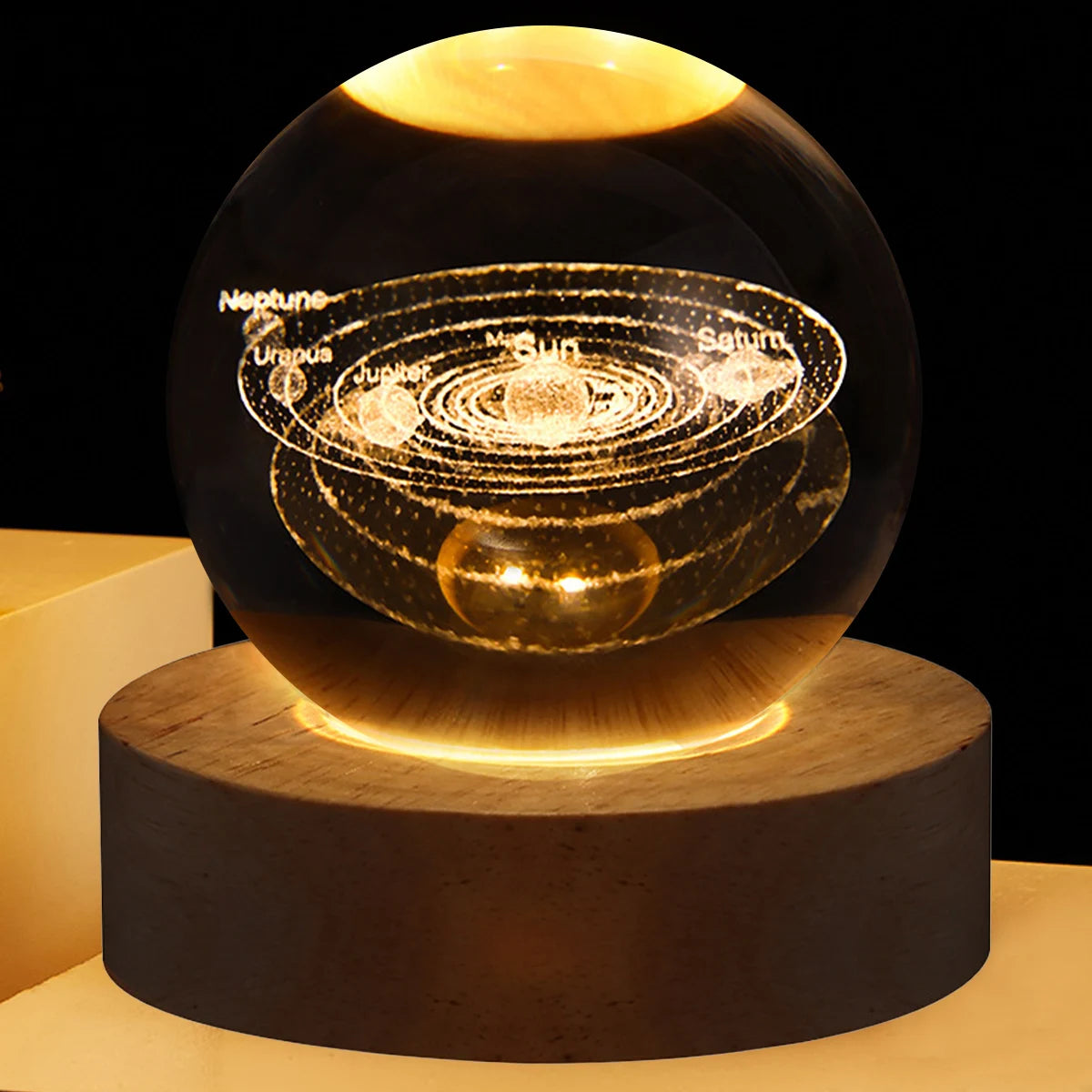 Glowing Planet 3D Crystal Bedside Night Lamp