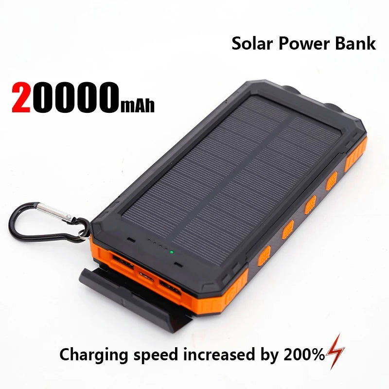 Portable Solar Power Bank with LED Light