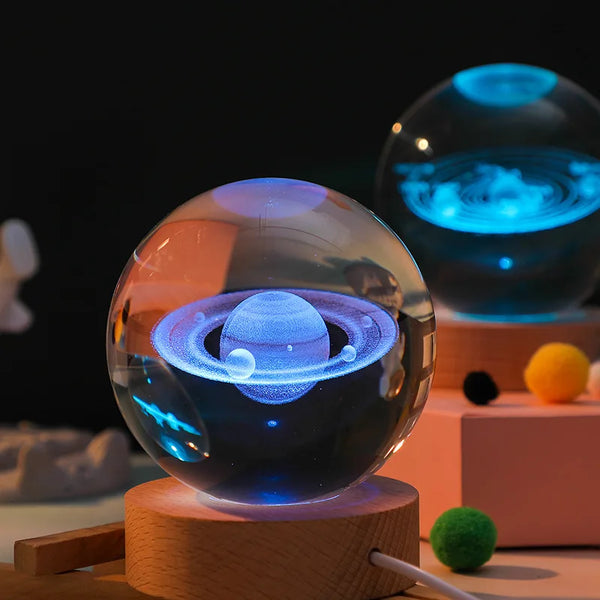 Glowing Planet 3D Crystal Bedside Night Lamp