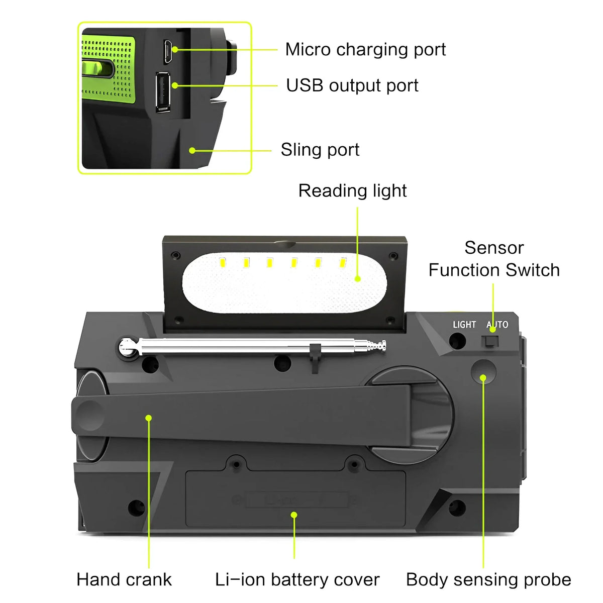 Emergency Radio with Rechargeable LED Light