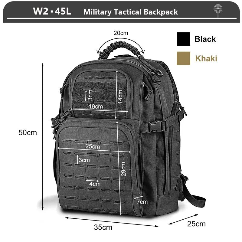 Large Tactical Backpack 45L Hiking Camping Outdoor