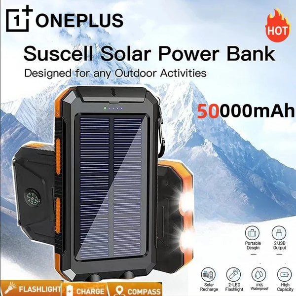 Portable Solar Power Bank with LED Light