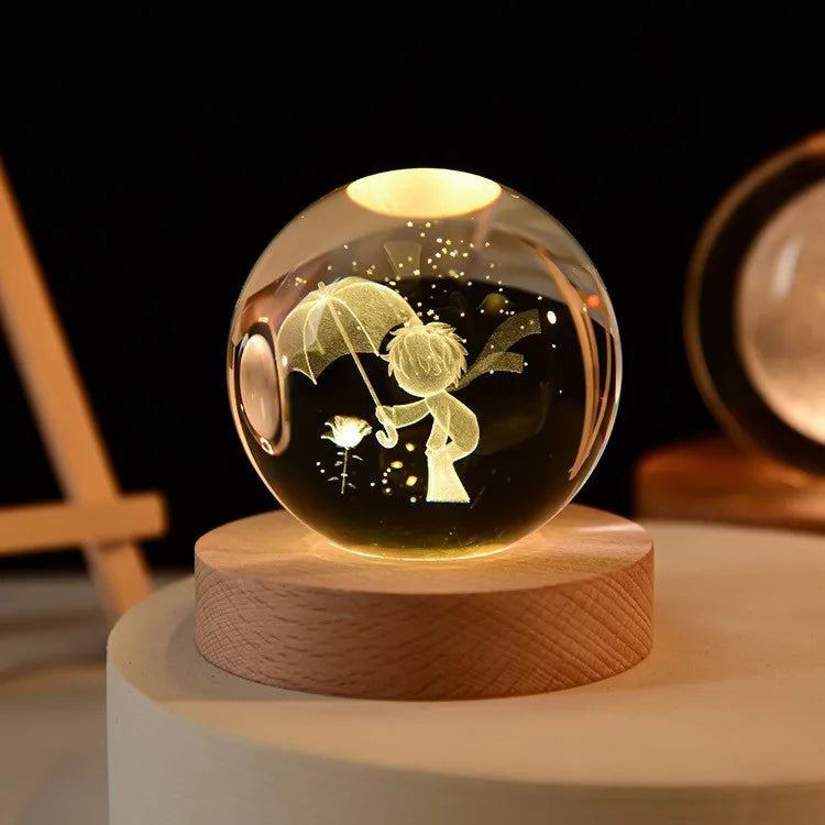 Glowing Planet 3D Crystal Bedside Night Lamp