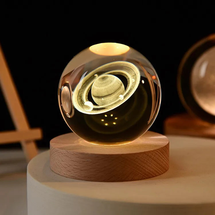 Glowing Planet 3D Crystal Bedside Night Lamp