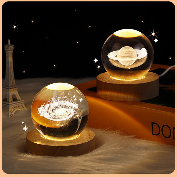Glowing Planet 3D Crystal Bedside Night Lamp