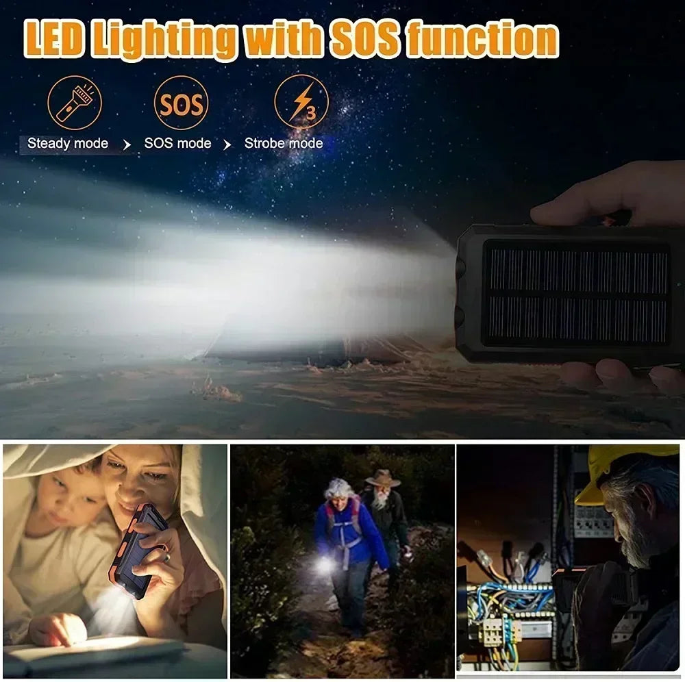 Portable Solar Power Bank with LED Light
