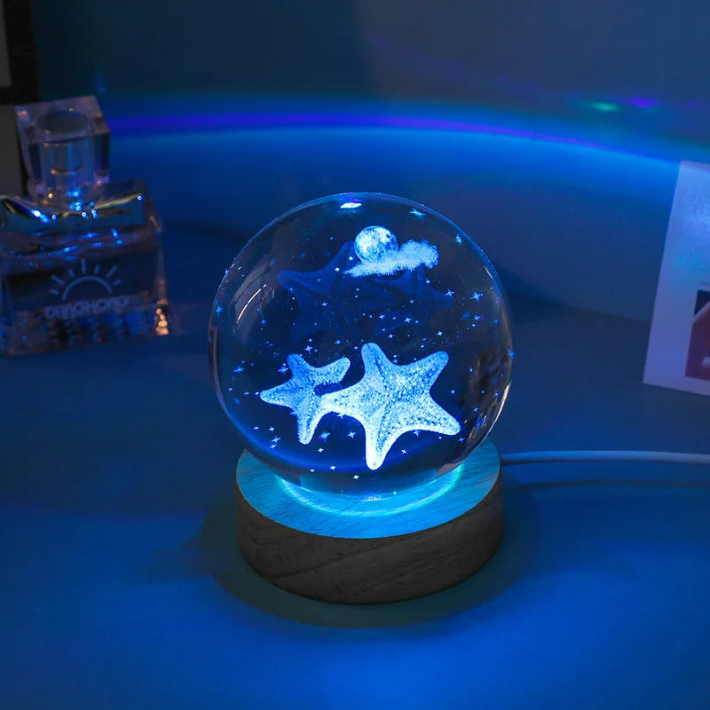 Glowing Planet 3D Crystal Bedside Night Lamp