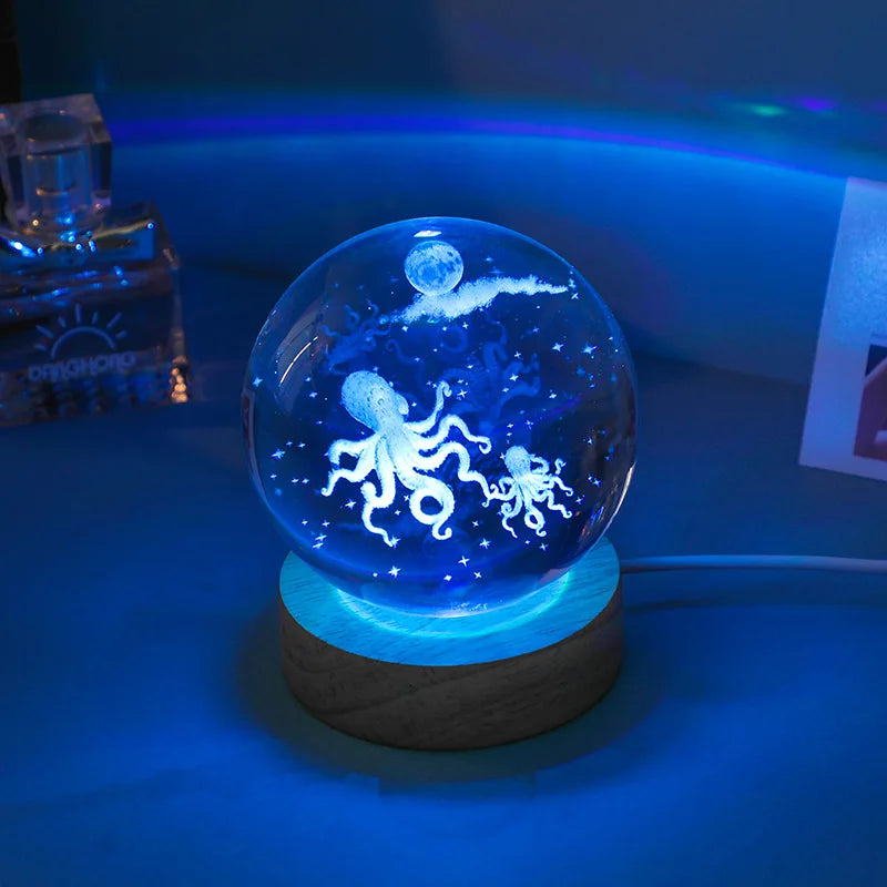 Glowing Planet 3D Crystal Bedside Night Lamp