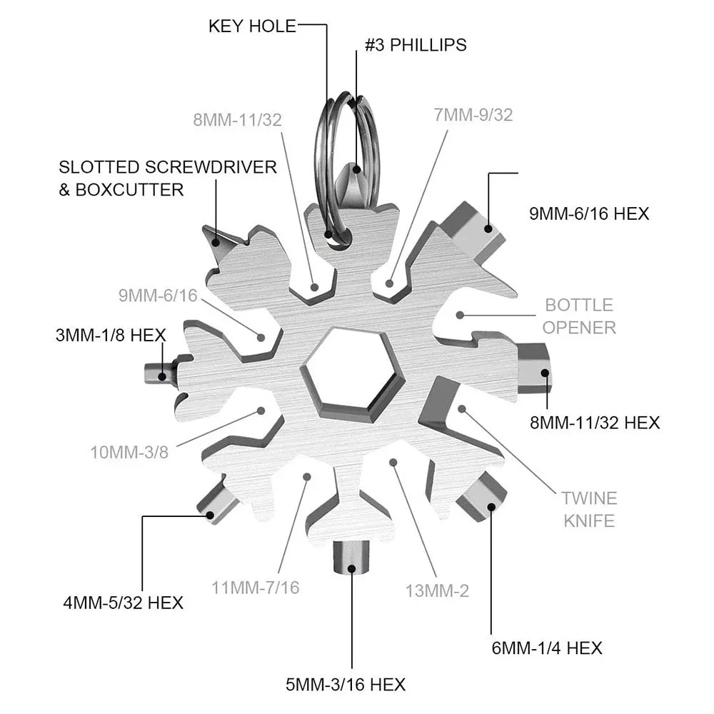 18-in-1 Snowflake Wrench Multi-Tool