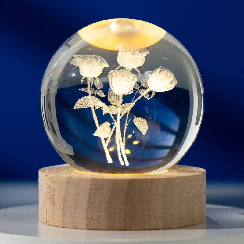 Glowing Planet 3D Crystal Bedside Night Lamp