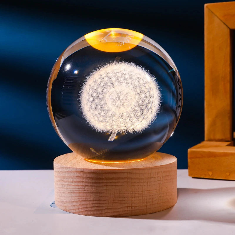 Glowing Planet 3D Crystal Bedside Night Lamp