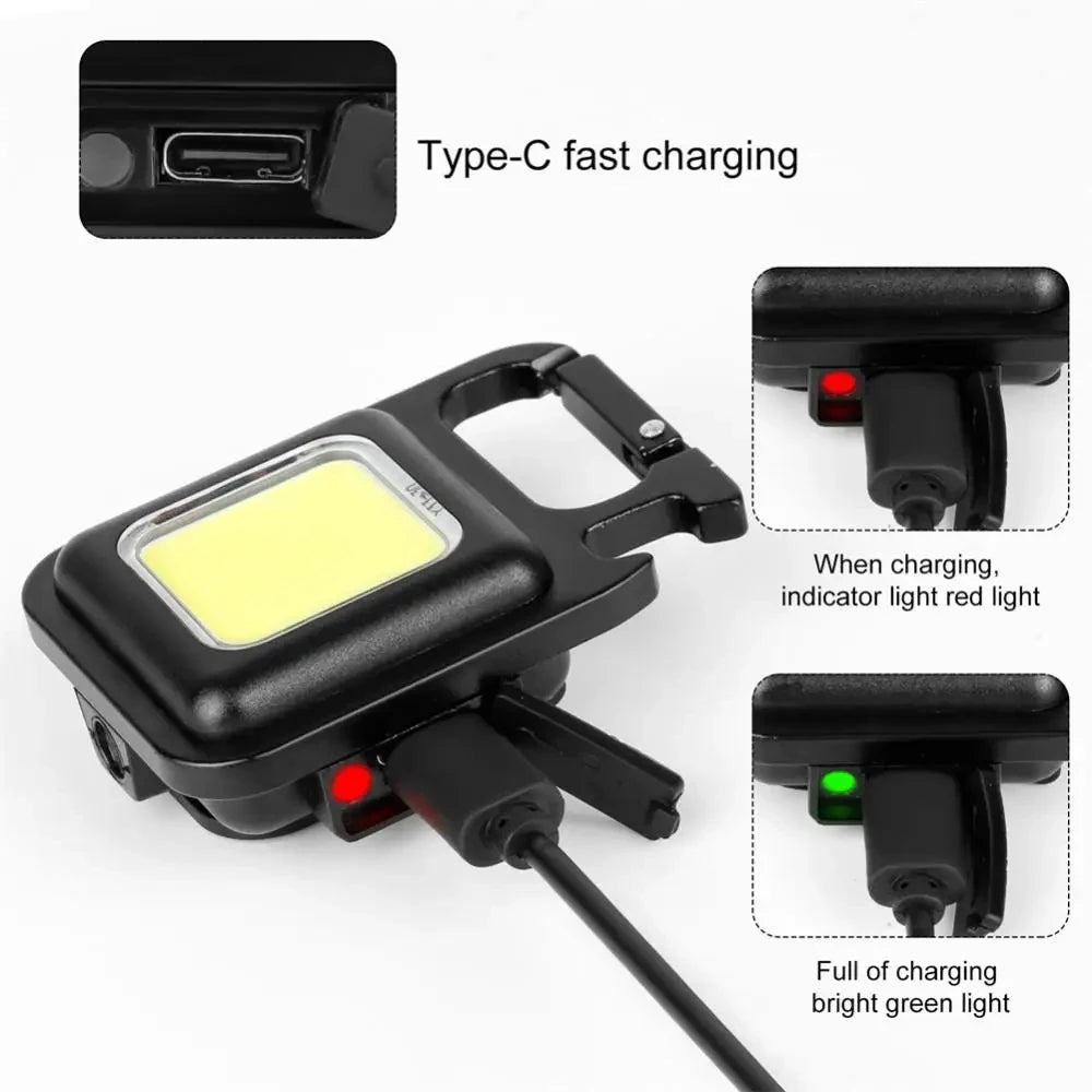Mini LED Flashlight Keychain with USB Charging