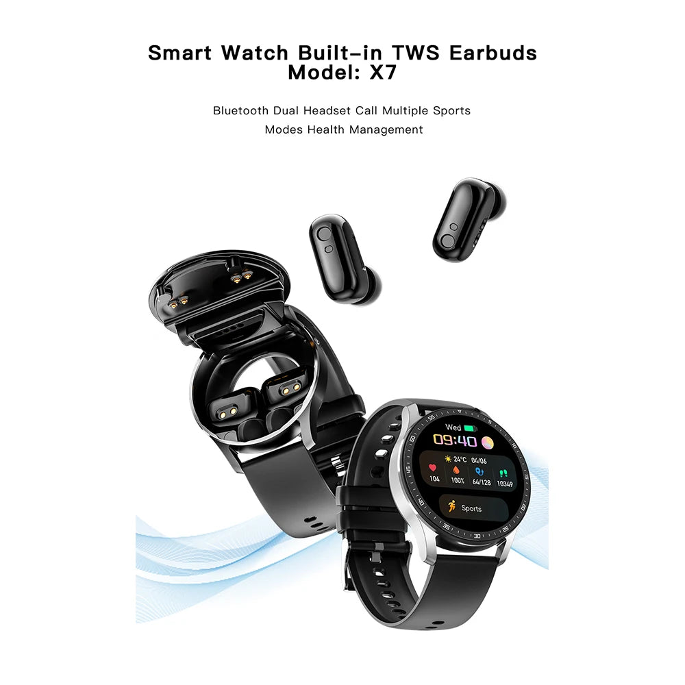 GEJIAN X7 Wireless Dual Headset Smartwatch