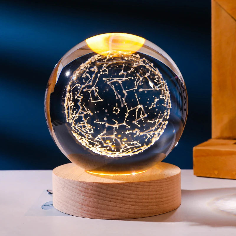 Glowing Planet 3D Crystal Bedside Night Lamp