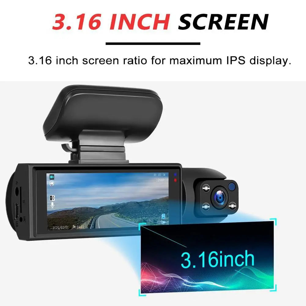 Dual Lens Dash Cam With IR Night Vision