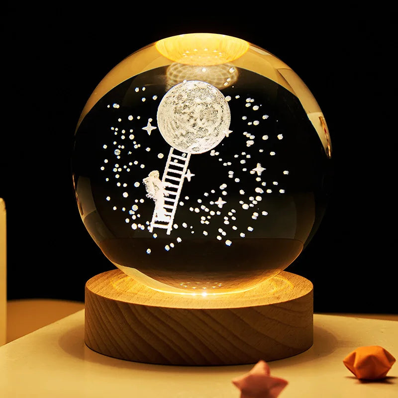 Glowing Planet 3D Crystal Bedside Night Lamp