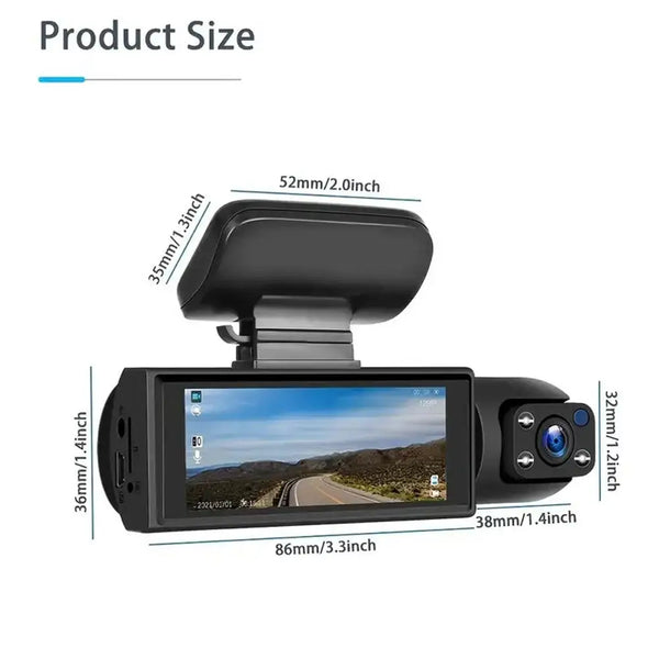 Dual Lens Dash Cam With IR Night Vision