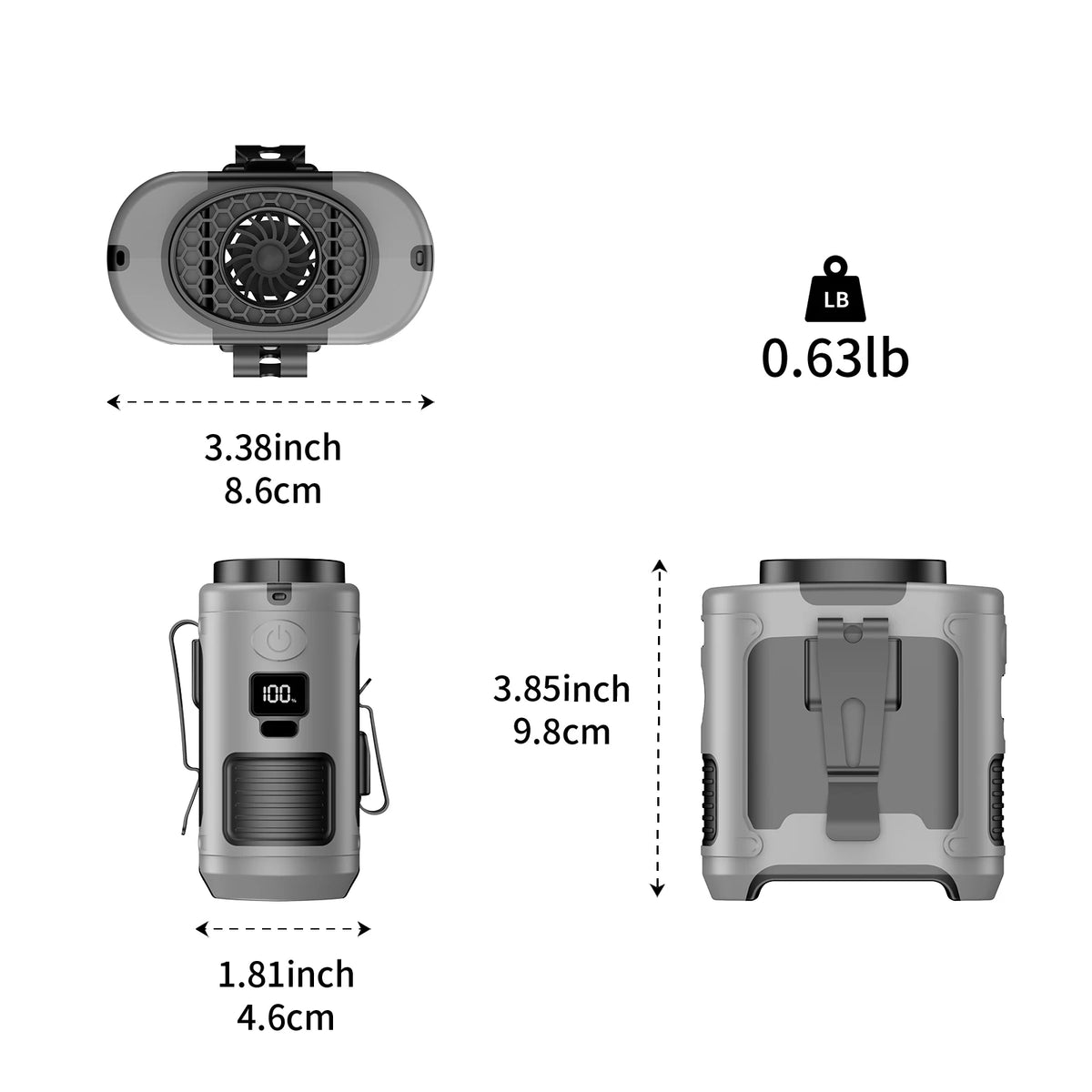 Portable Waist Fan with Power Bank Light