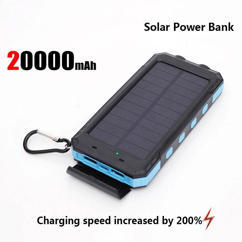 Portable Solar Power Bank with LED Light