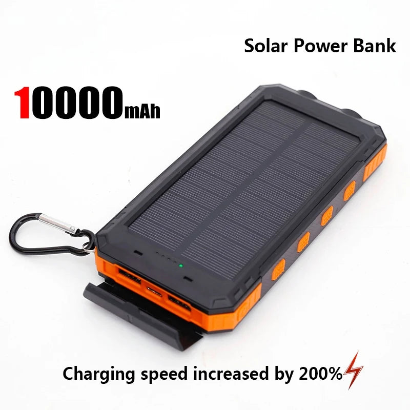 Portable Solar Power Bank with LED Light