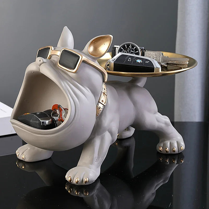 Bulldog Resin Sculpture Home Storage Box Décor