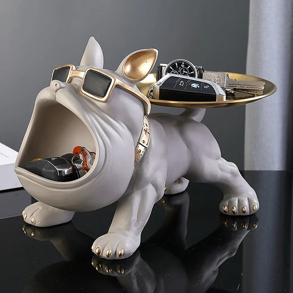 Bulldog Resin Sculpture Home Storage Box Décor
