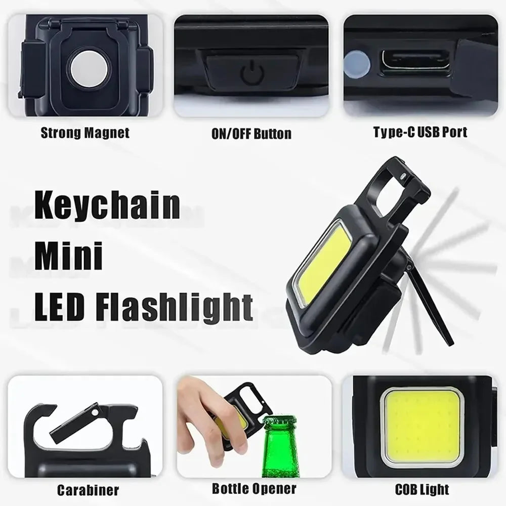 Mini LED Flashlight Keychain with USB Charging