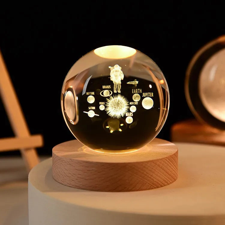 Glowing Planet 3D Crystal Bedside Night Lamp