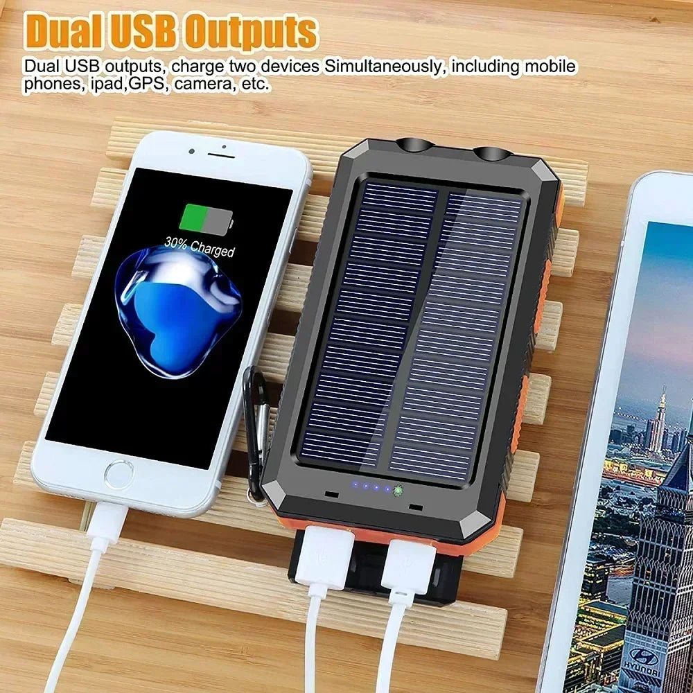 Portable Solar Power Bank with LED Light