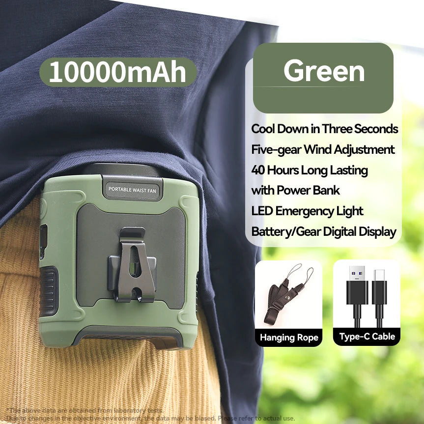 Portable Waist Fan with Power Bank Light